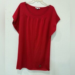 See by Chloé Red Wool Blend Tunic Top w/ Logo Charm